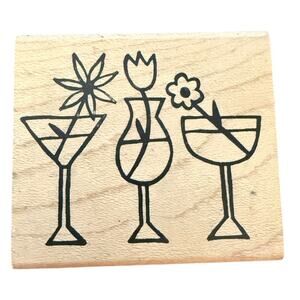 A Muse Artstamp Flower Cocktails Martini Rubber Stamp